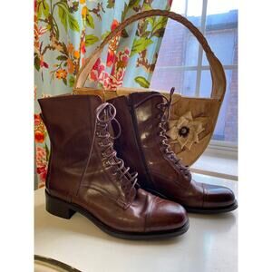 vintage 1980s lace up Italian boots, classic fashion, F.X. LA Salle, 9, combat